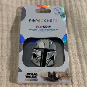 PopSocket Mandalorian PopGrip - Black and Gray Rubber NWT